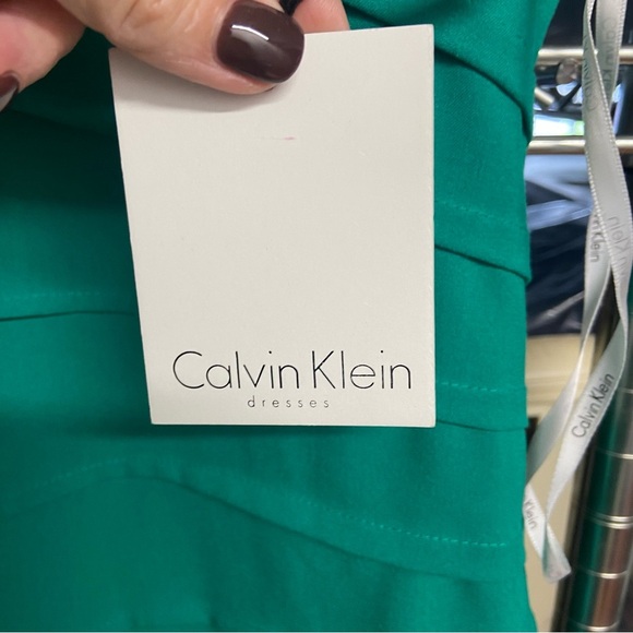 Calvin Klein Women's Sleeveless Sheath Dress Size 10 Kelly Green Starburst Side - Picture 11 of 14